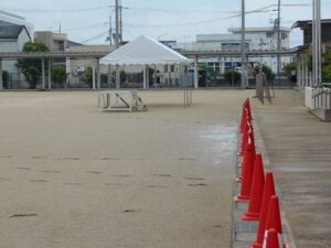 運動会前日の運動場