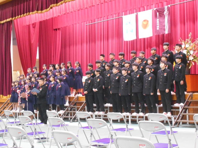 荒川中学校卒業式・２Ａ授業参観