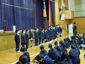 3学期学級委員任命式